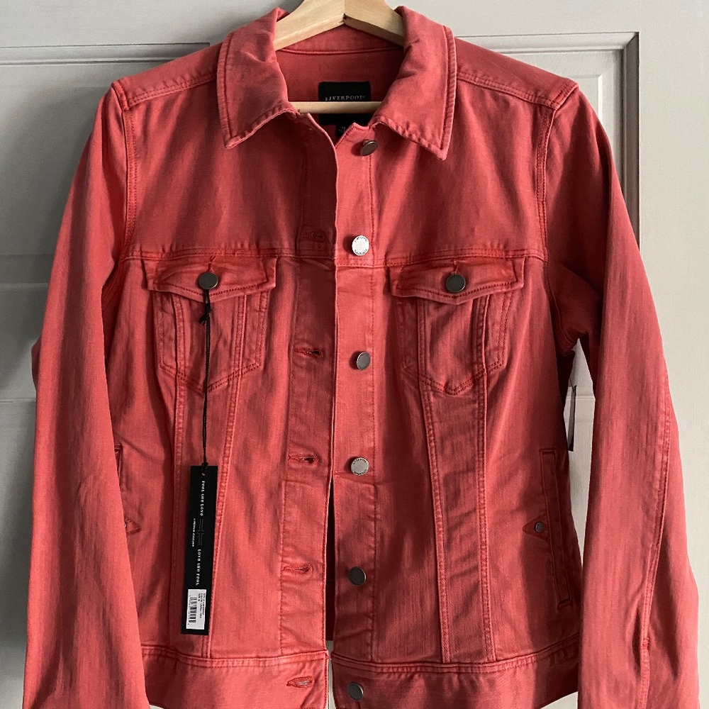 Women's Liverpool Coral colored denim jacket
